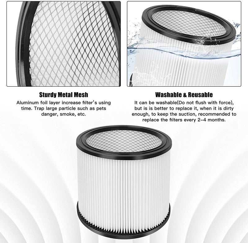 cakuuma 90304 Filter and 90585 Foam Sleeve for Shop-Vac 5 Gallon and Up Wet/Dry Vacuum, Compare to Part # 90304, 90585 (2+4) - Image 5